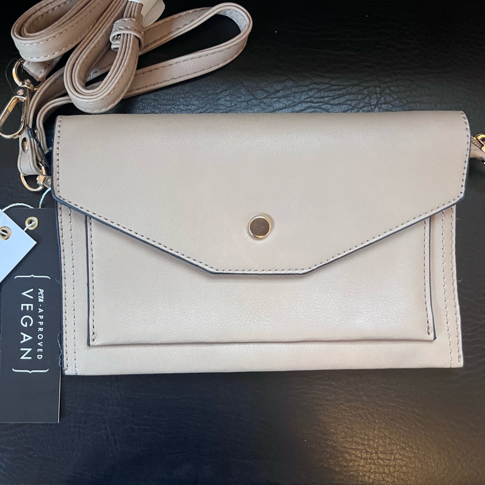 Isabelle Small Crossbody Clutch Bag Wristlet Tan Beige Neutral ~NWT